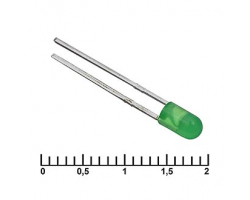 Светодиод: 3 mm green 30 mCd   20                            