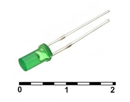 Светодиод: 3x3 CYL green diff 50mcd 2,1v                     