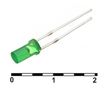Светодиод: 3x3 CYL green diff 50mcd 2,1v