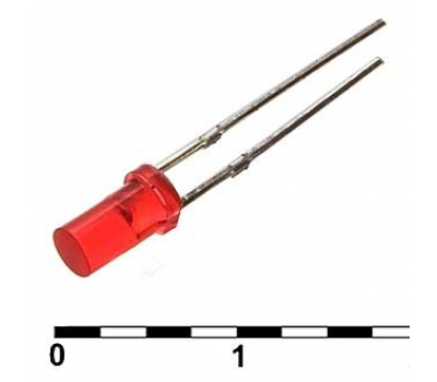 Светодиод: 3x3 CYL red diff 50mcd 2,1v