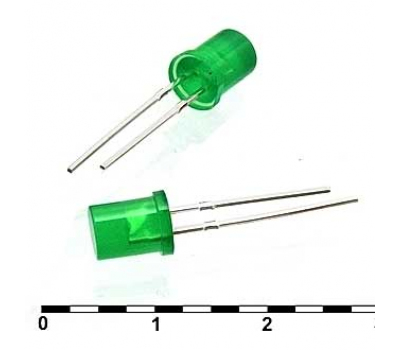 Светодиод: 5x5 CYL green diff 50mcd 2,1v