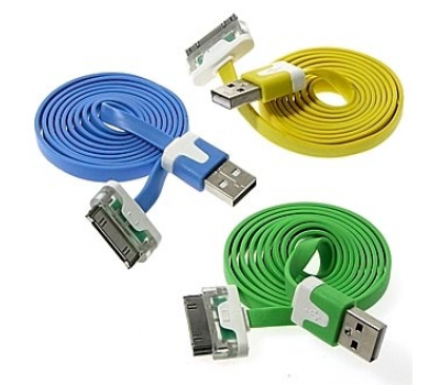 Шнур для мобильных устройств: USB to iPhone 4 flat 1m (LED)