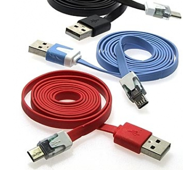 Шнур для мобильных устройств: USB to Micro USB flat 1m (LED)