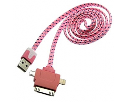 Шнур для мобильных устройств: MicroUSB/iPhone 4/5 Flat FB 1M                    