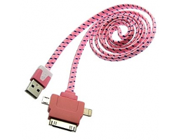 Шнур для мобильных устройств: MicroUSB/iPhone 4/5 Flat FB 1M                    