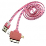 Шнур для мобильных устройств: MicroUSB/iPhone 4/5 Flat FB 1M                    