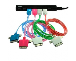 Шнур для мобильных устройств: MicroUSB/iphone 4/5 Flat Light 1m                 