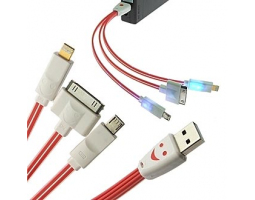 Шнур для мобильных устройств: USB 1to 3 light line & smile  20cm                