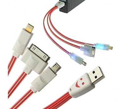 Шнур для мобильных устройств: USB 1to 3 light line & smile  20cm
