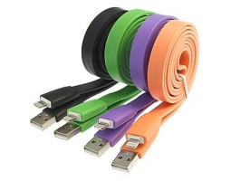 Шнур для мобильных устройств: USB to iPhone 5 big flat 1m                       