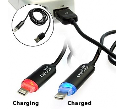 Шнур для мобильных устройств: USB to iPhone 5 Red/Blue LED cheker