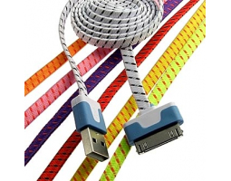 Шнур для мобильных устройств: USB to iPhone4 Flat braid 1m                      