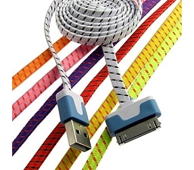 Шнур для мобильных устройств: USB to iPhone4 Flat braid 1m
