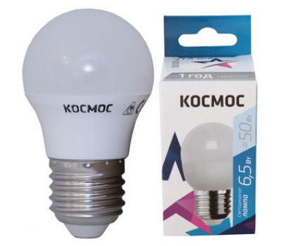 Лампа светодиодная: Космос LkecLED6.5wGL45E2745