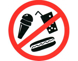 Информационный знак: С продуктами питания вход запрещен                