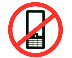 Информационный знак: Использование телефонов запрещено                 