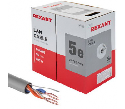 Витая пара: 01-0023 U/UTP 5e PVC 2PR 24AWG 305м