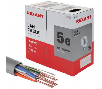 Витая пара: 01-0043 U/UTP 5e PVC 4PR 24AWG 305м