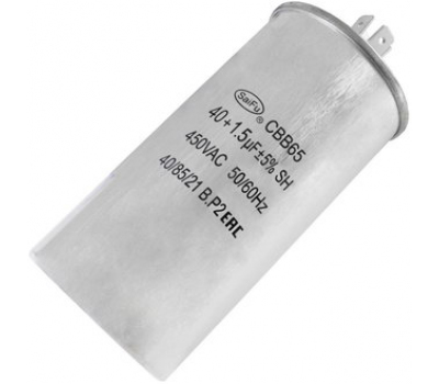 Конденсатор: CBB65 40uF + 1.5uF 450V (SAIFU) Конденсатор: CBB65 40uF + 1.5uF 450V (SAIFU)
