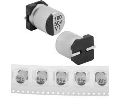 Конденсатор: 100 uF  50 V   105C   8*10.5   VT
