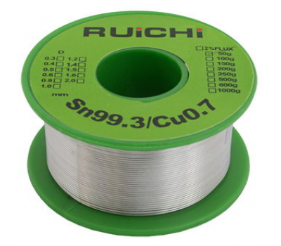 Припой: Sn99.3/Cu0.7 d0.5mm 50g Припой: Sn99.3/Cu0.7 d0.5mm 50g