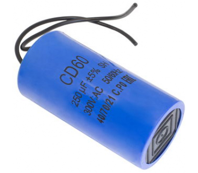 Конденсатор: CD60 250uF 300V WIRE Конденсатор: CD60 250uF 300V WIRE